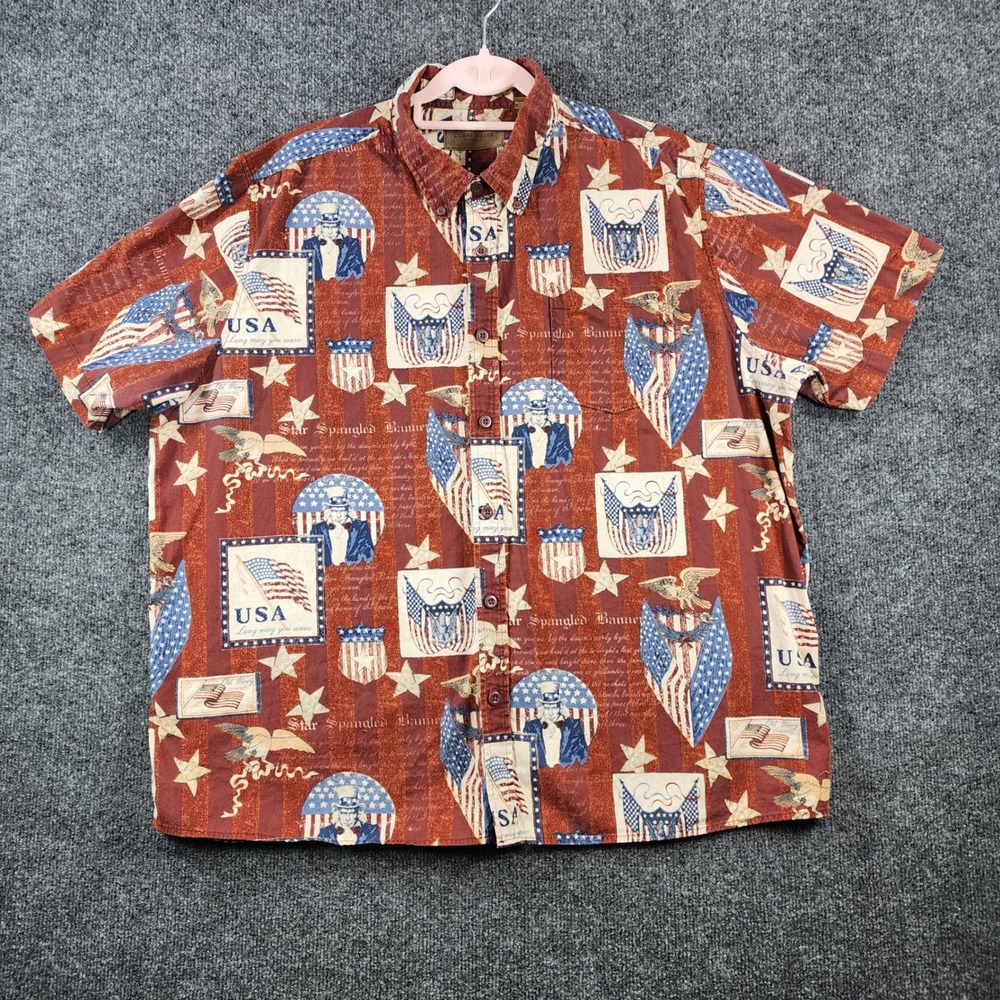 Clearwater‎ Outfitters Men Y2K Patriotic Americana USA Flag Shirt Size XXL - Picture 2 of 9
